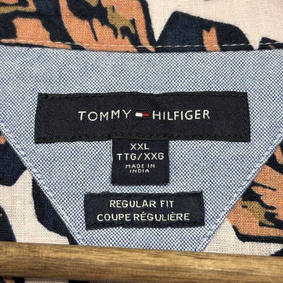 Tommy Hilfiger Tropical Print Short Sleeve Linen Camp Hawaiian Shirt Size XXL - Picture 5 of 8